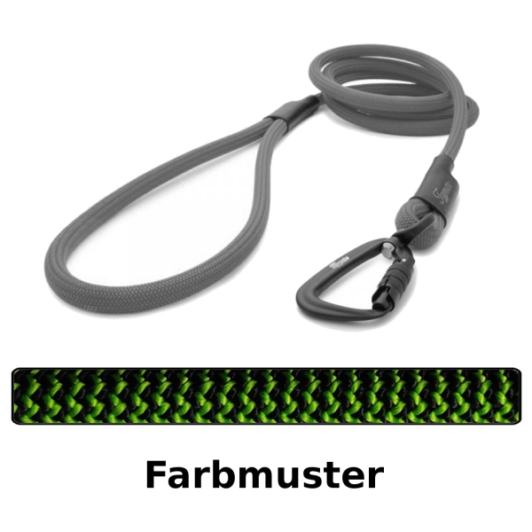klassische Hundeleine TWIST - L - 145cm - grün und schwarz im Zickzack